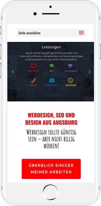 Smartphone mit der mobilen Ansicht von konrad-griesser.de