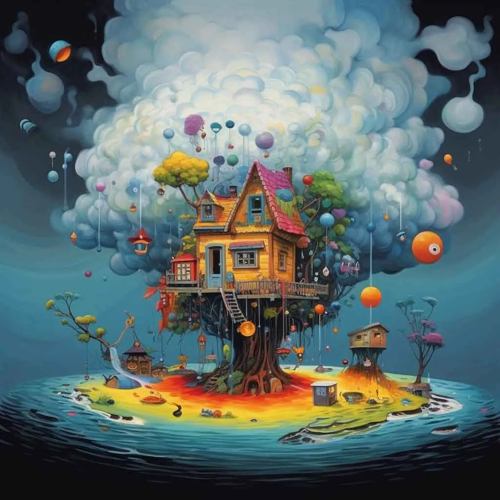 Fantasievolles Baumhaus auf einer Insel — Ideen im Webdesign verwirklichen