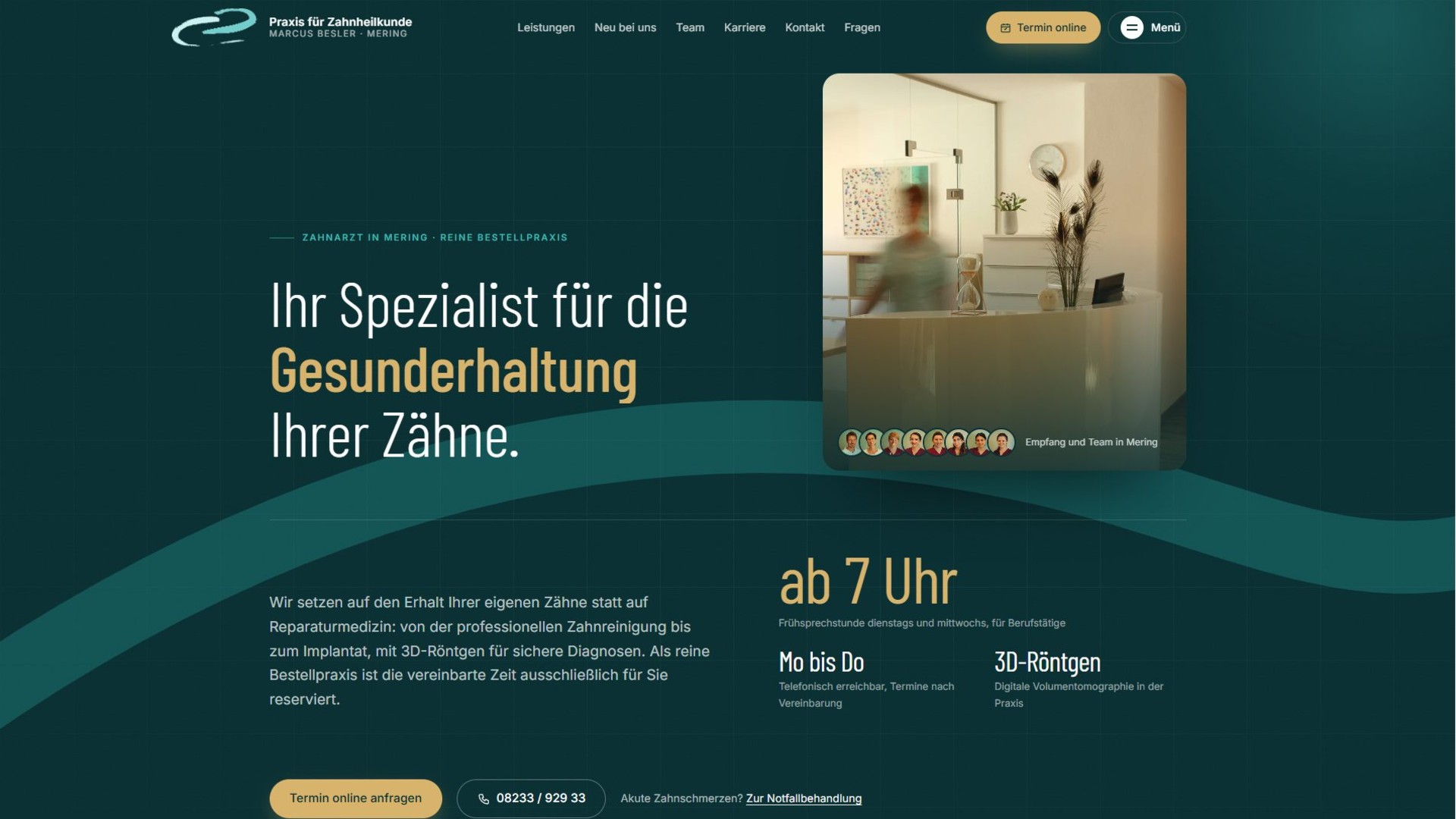 Referenzprojekt: Zahnheilkunde Besler Mering — Website von Konrad Griesser