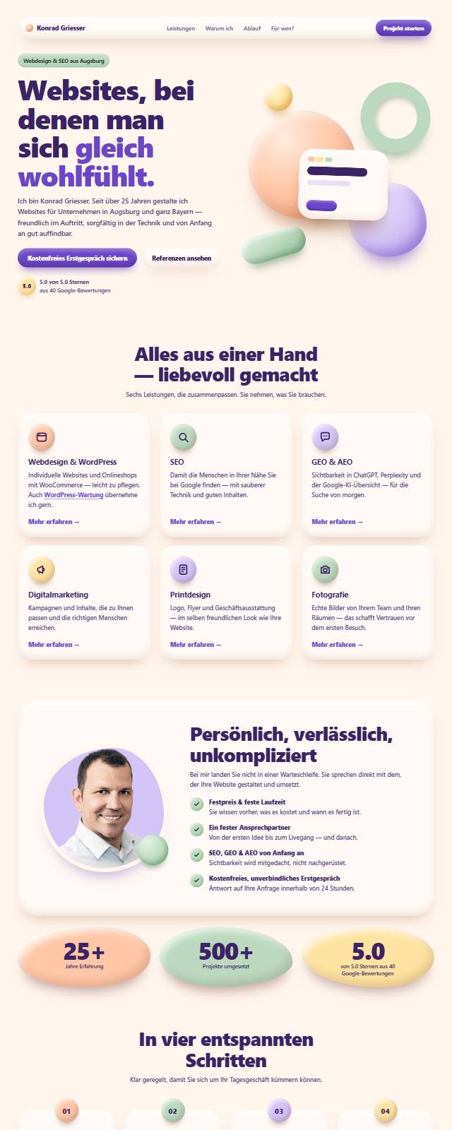 Design-Studie „Soft Clay“ — Website-Beispiel von Konrad Griesser