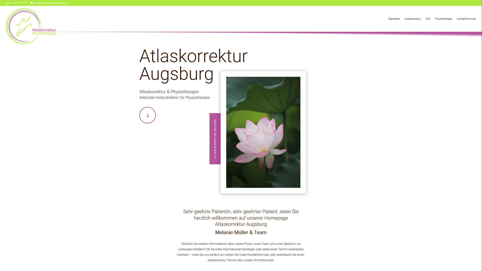 Atlaskorrektur & Physiotherapie Werbeagentur für Webdesign Augsburg